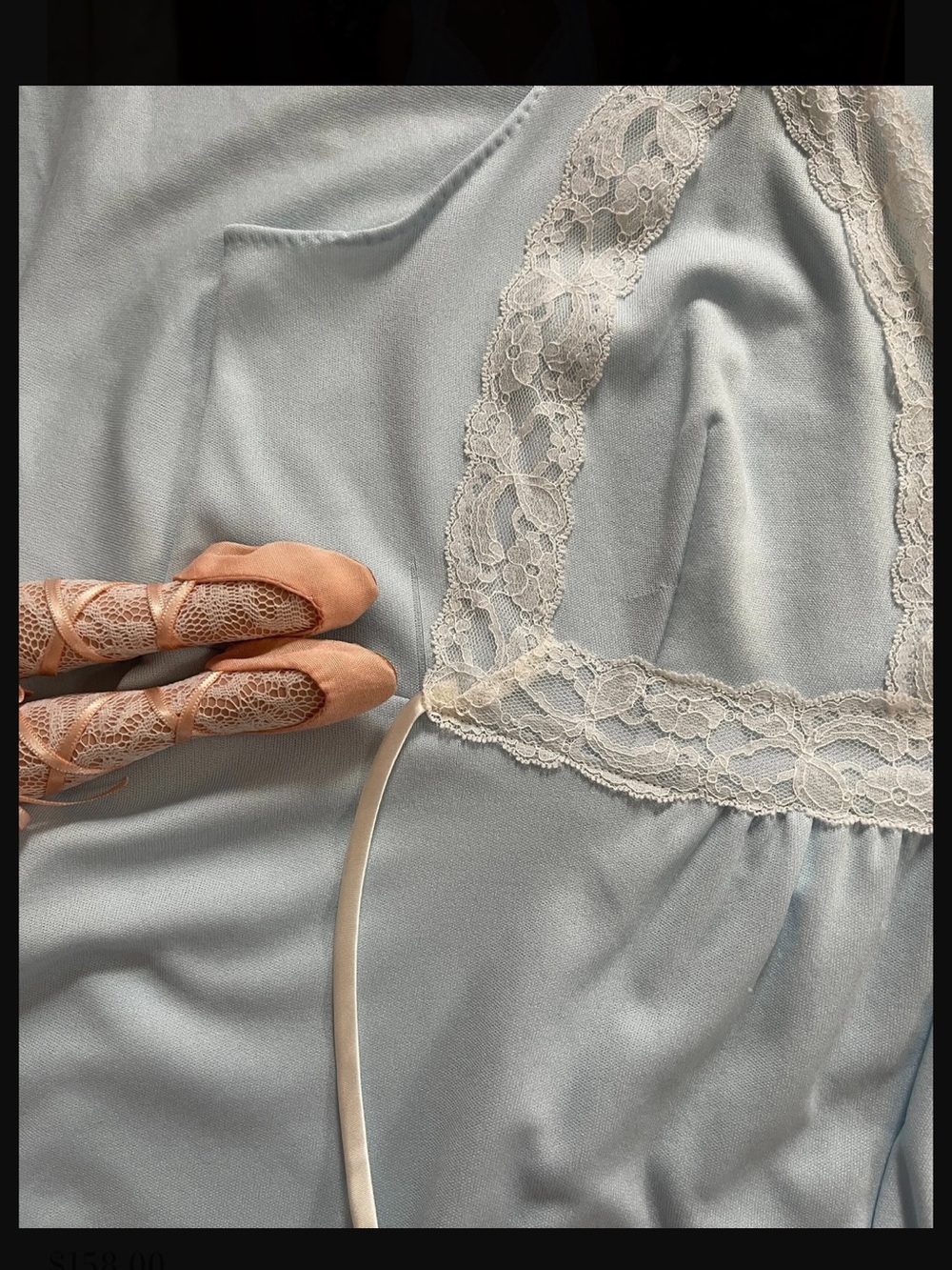 Vintage Blue Lace Trim Nightgown Sleepwear - Picture 6 of 9